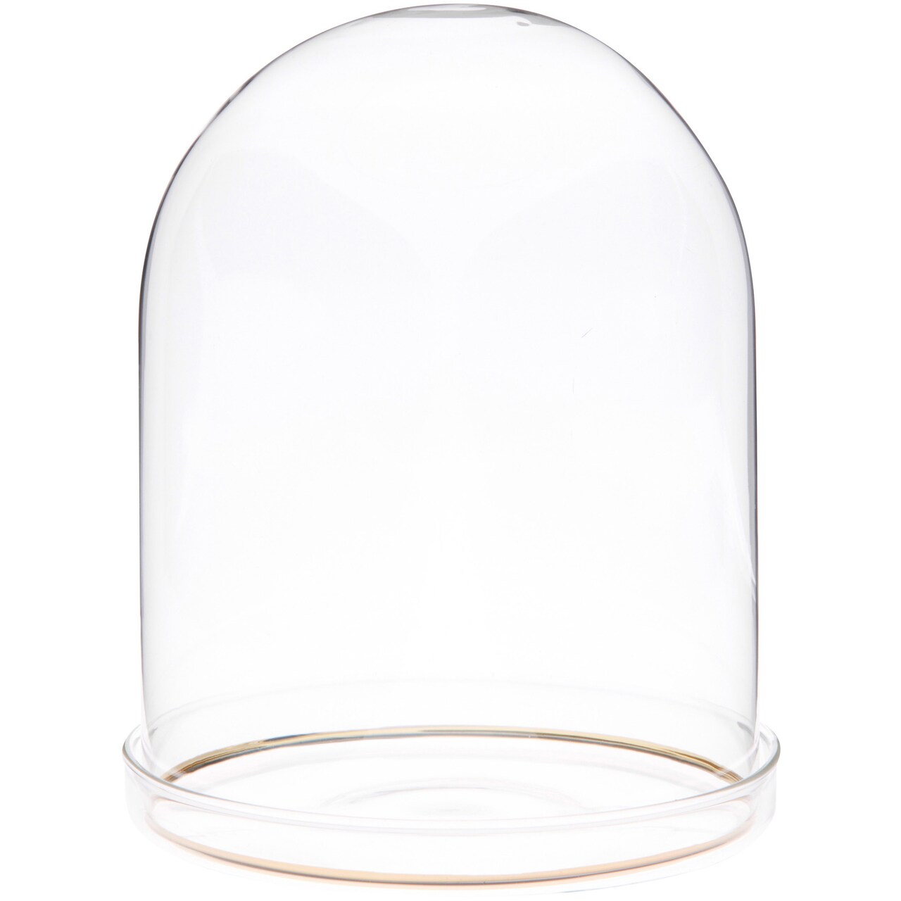Plymor 4.5" x 6" Glass Display Dome Cloche with Gold Rim (Clear Glass Tray Base)